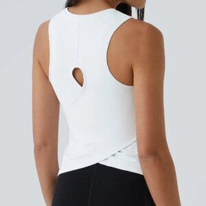 Halara Cut Out Crossover Hem Solid Yoga Tank Top